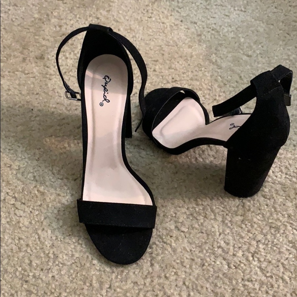 Black chunky strapped heels